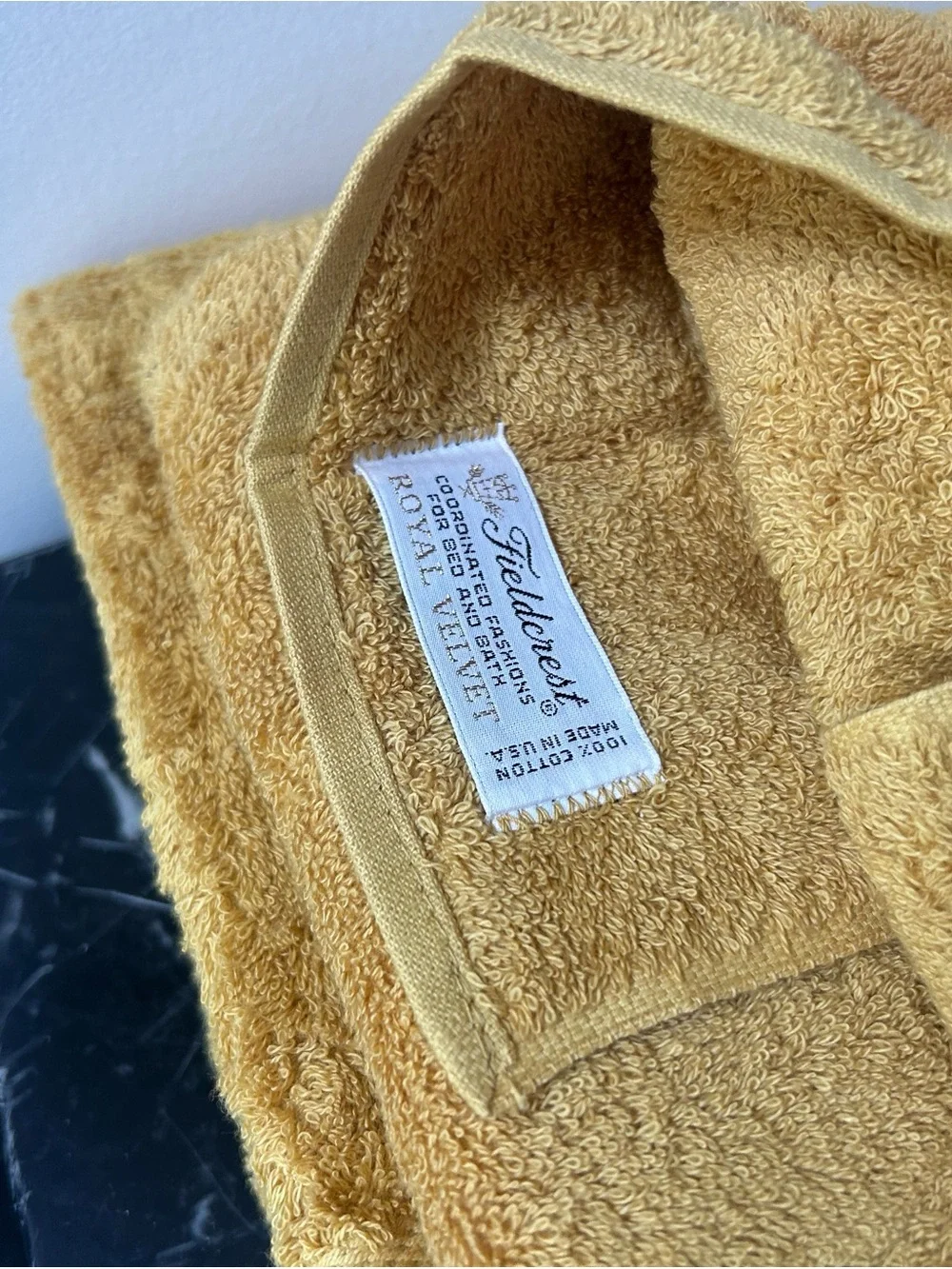 Fieldcrest Towels Vintage Golden Gold Color Cotton 1 Bath Towel & 1 Hand Towel